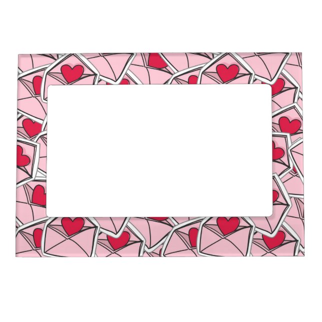 Valentine's Hearts on Envelopes Magnetic Frame (Front)