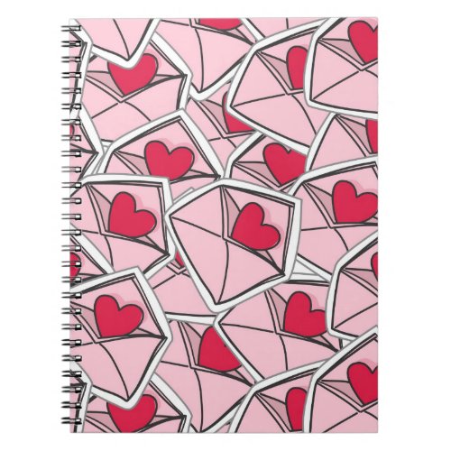 Valentines Hearts on Envelopes Notebook
