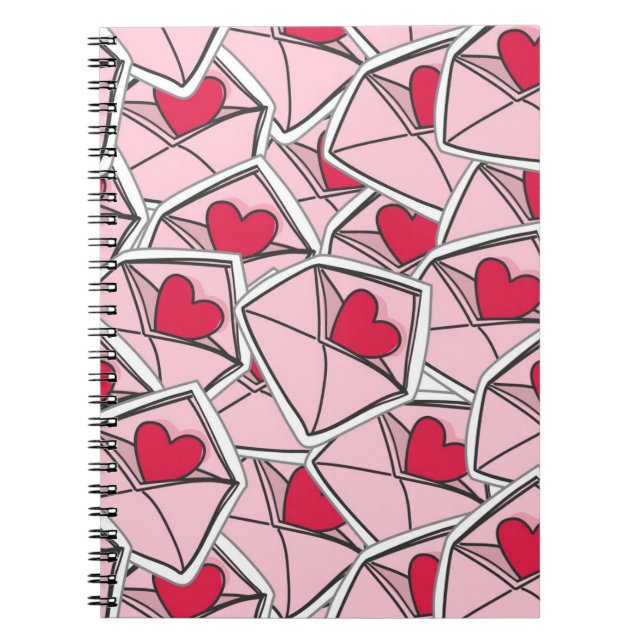 Valentine's Hearts on Envelopes Notebook (Front)