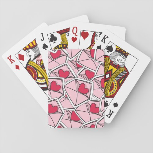 Valentines Hearts on Envelopes Playing Cards