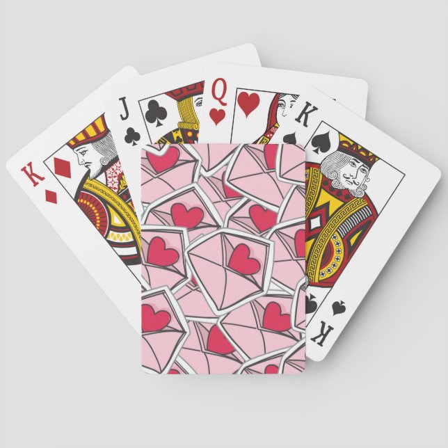 Valentine's Hearts on Envelopes Poker Cards (Back)