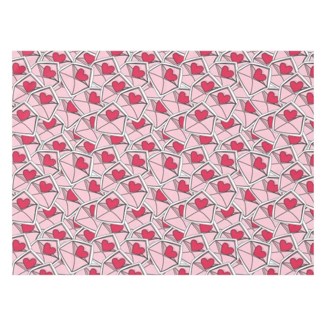 Valentine's Hearts on Envelopes Tablecloth (Front (Horizontal))