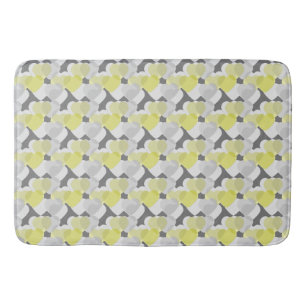 Valentine's Hearts Overlay Yellow and Gray Pattern Bath Mat