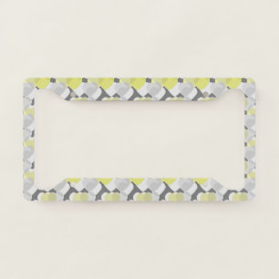 Valentine's Hearts Overlay Yellow and Gray Pattern License Plate Frame
