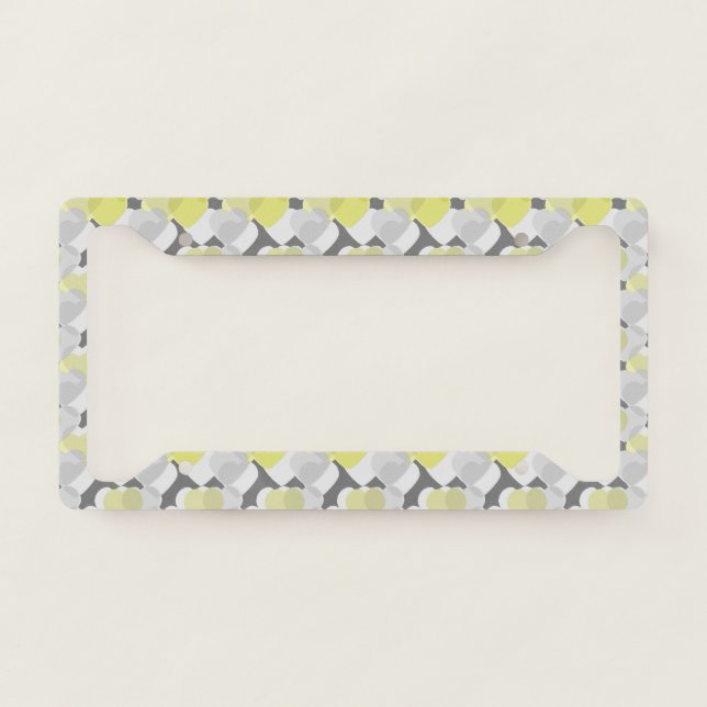 Valentine's Hearts Overlay Yellow and Gray Pattern License Plate Frame (Front)