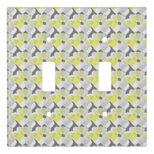 Valentine's Hearts Overlay Yellow and Gray Pattern Light Switch Cover