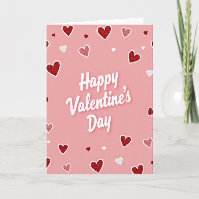 Valentines Hearts Pastel Pink Card (Front)
