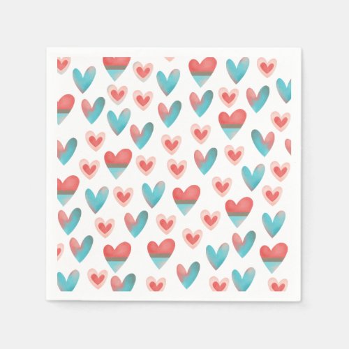 Valentines Hearts Pattern Party Napkins