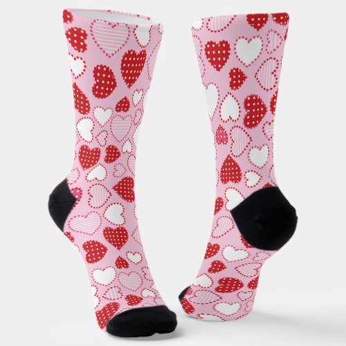 Valentines hearts pattern socks