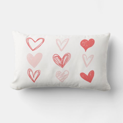 Valentines Hearts Pink Minimalist Modern  Lumbar Pillow