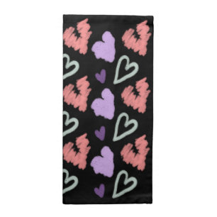 Valentines Hearts Purple Hand Drawn Pattern  Cloth Napkin