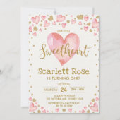 Valentines Hearts Sweetheart 1st Birthday Invite (Front)