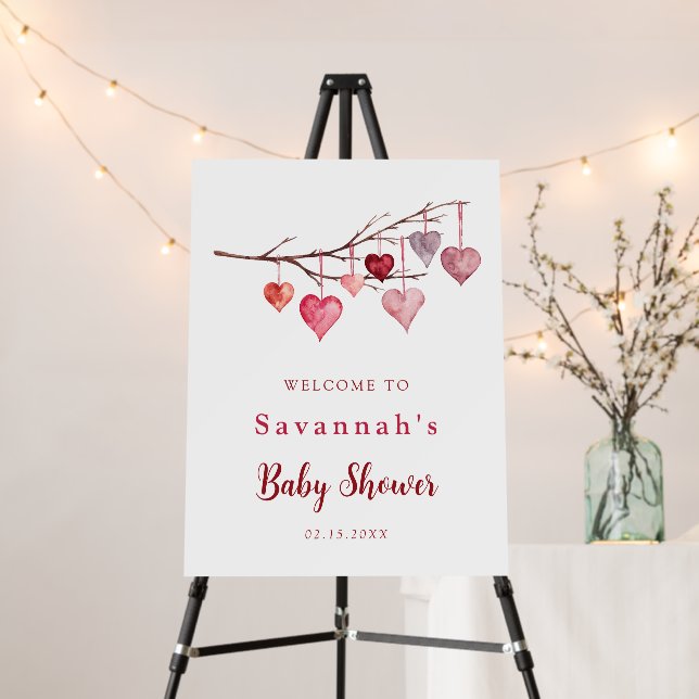 Valentines Hearts Sweetheart Baby Shower Welcome Foam Board (In Situ (Stand))