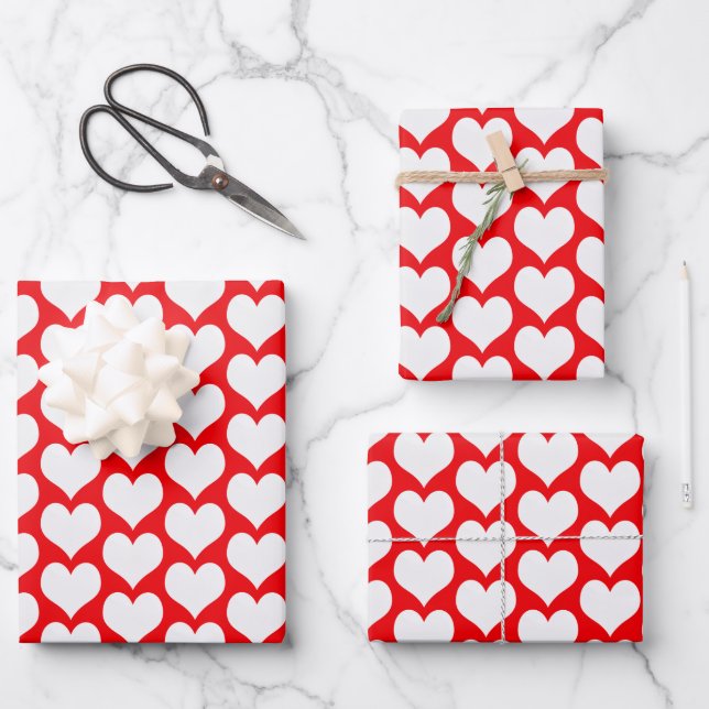 Valentines Hearts Wrapping Paper Sheets (Front)