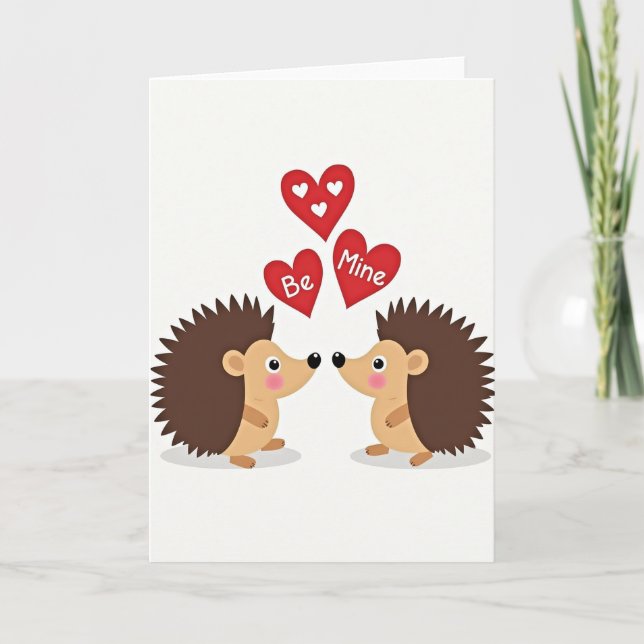 Valentines Hedgehog Be Mine Card (Front)