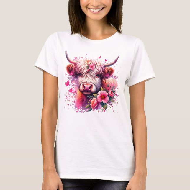 Valentine's Highland Cow T-Shirt (Front)