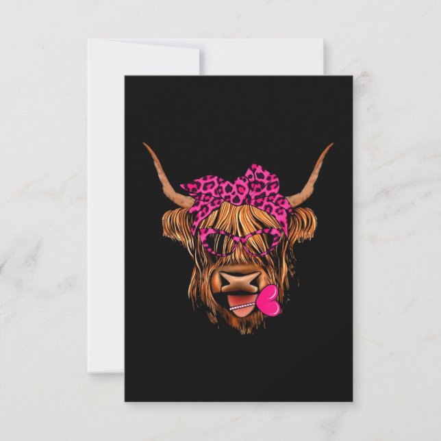 Valentines Highland Cow With Hearts Card (Front)