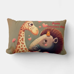 Valentine's hippo cartoon custom lumbar pillow