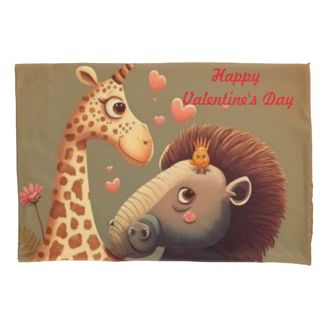 Valentine's hippo cartoon custom    pillow case (Front)