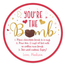 Valentine's Hot Chocolate Bomb Pink Gold Heart Classic Round Sticker