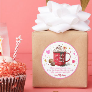 Valentine's Hot Chocolate Bomb Pink Gold Hearts Classic Round Sticker