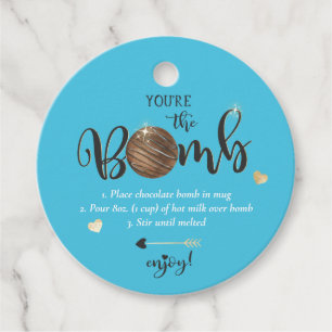 Valentine's Hot Chocolate Bomb You're the Bomb Favor Tags