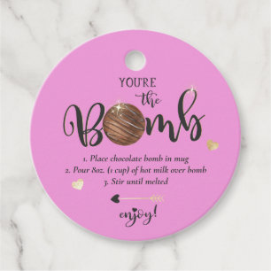 Valentine's Hot Chocolate Bomb You're the Bomb Favor Tags