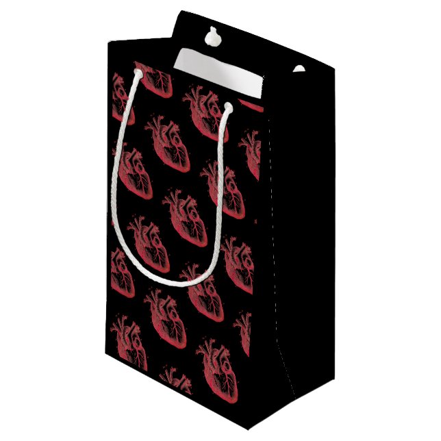 Valentine's Human Heart Small Red & Black Gift Bag (Front Angled)