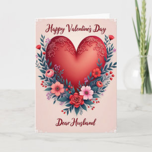 Valentines Husband Floral Heart Card