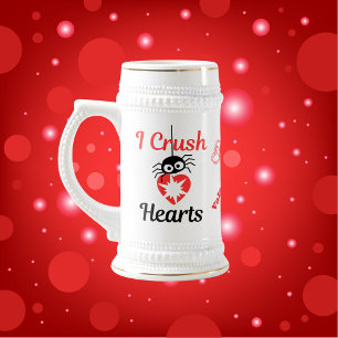 Valentine's I Crush Hearts cute spider Beer Stein