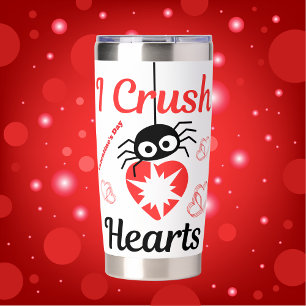 Valentine's I Crush Hearts cute spider Insulated Tumbler