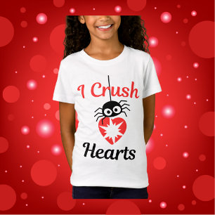Valentine's I Crush Hearts cute spider   T-Shirt