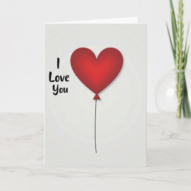 Valentines I Love You Balloon Card (Front)