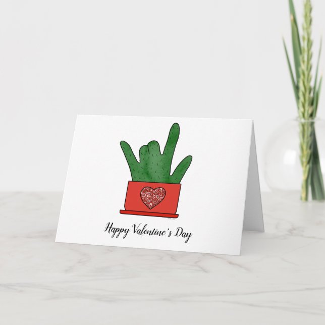 Valentine's I Love You Cactus Card (Front)