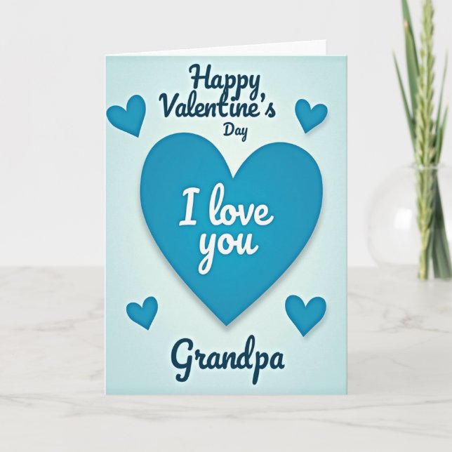 Valentines I Love You Grandpa Heart Card (Front)