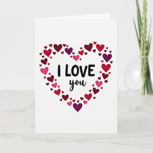 Valentines I Love You Hearts Card (Front)