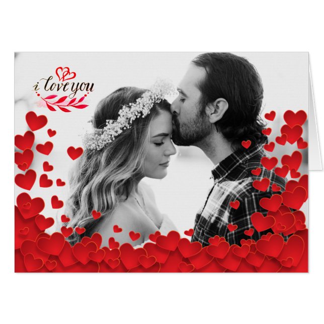 Valentines I Love You Photo Holiday Card (Front Horizontal)