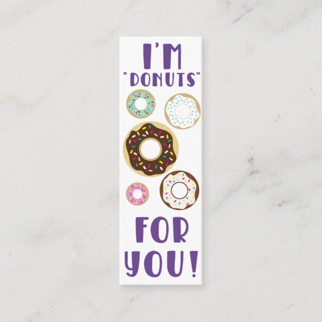 Valentine's I'm Do-Nuts For You! Mini Bookmark  Mini Business Card (Front)