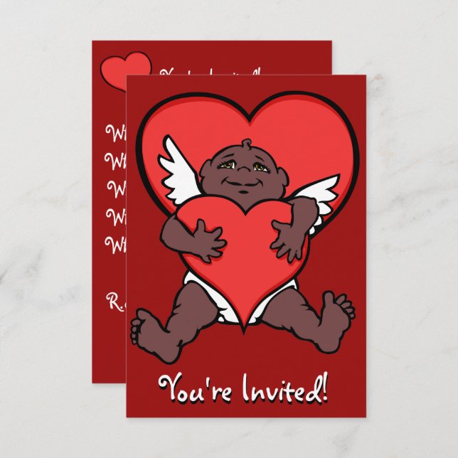 Valentine's Invitations African Cupid Cards Custom (Front/Back)