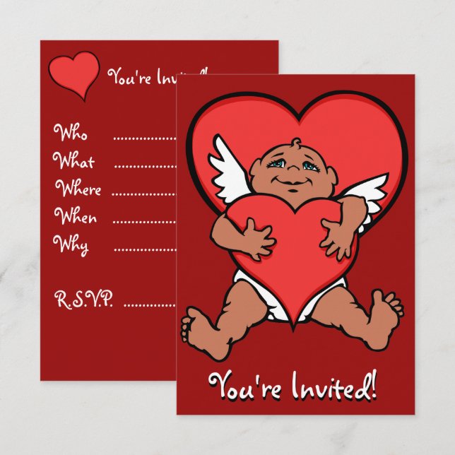 Valentine's Invitations Personalized Cupid Cards (Front/Back)