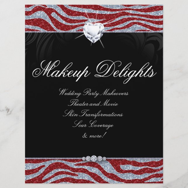 Valentines Jewelry Flyer Hair Salon Zebra Glitter (Front)