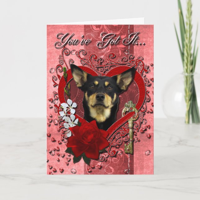 Valentines - Key to My Heart - Australian Kelpie Holiday Card (Front)