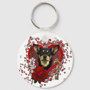 Valentines - Key to My Heart - Australian Kelpie Keychain