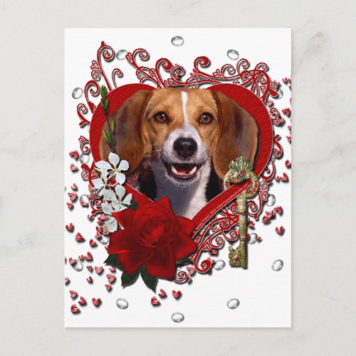 Valentines _ Key to My Heart _ Beagle Holiday Postcard