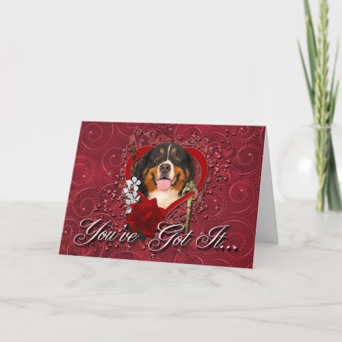 Valentines _ Key to My Heart _ Bernese Mountain Do Holiday Card