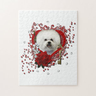 Valentines - Key to My Heart - Bichon Frise Jigsaw Puzzle