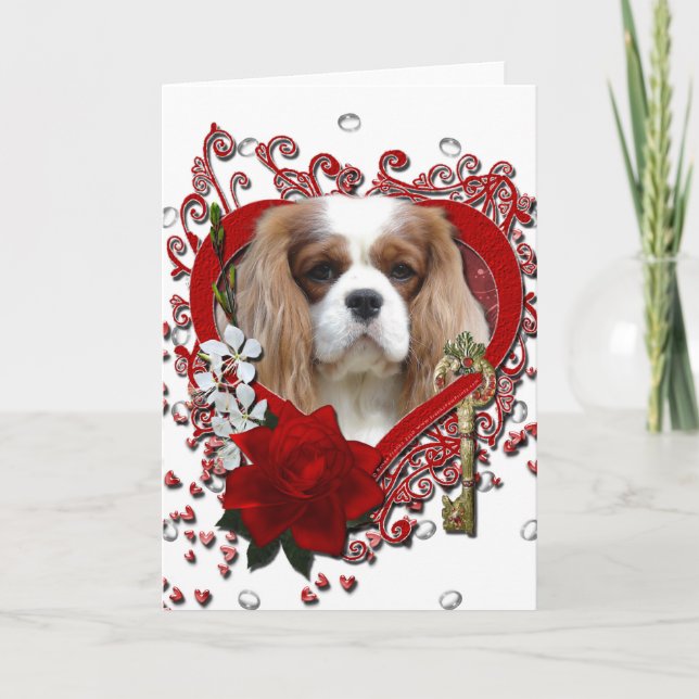 Valentines - Key to My Heart - Cavalier - Light Holiday Card (Front)