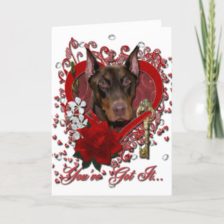 Valentines - Key to My Heart - Doberman - Rocky Holiday Card