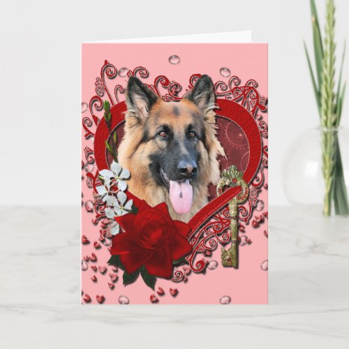 Valentines _ Key to My Heart _ German Shepherd Holiday Card