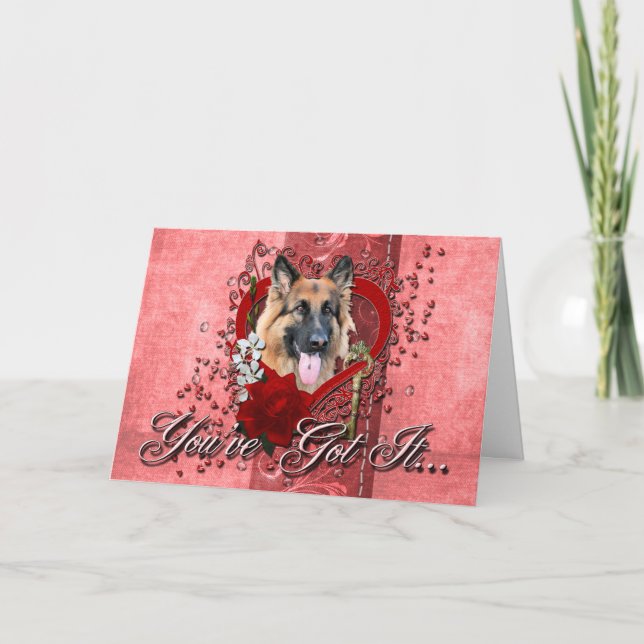 Valentines - Key to My Heart - German Shepherd Holiday Card (Front)